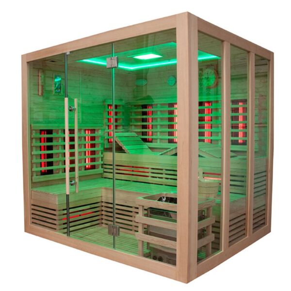 Infrarotkabine mit Sauna für 5 Personen - mit LED Hinterwandbeleuchtung